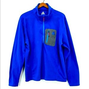 Eddie Bauer Quarter-Zip Pullover Men's Large Pocket Fleece Walk Hike Run Outdoor